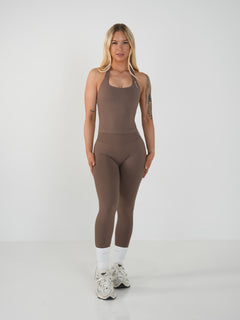 Amplify Halter Tank - Cocoa