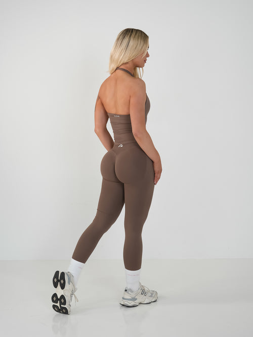 Amplify Halter Tank - Cocoa