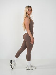 Amplify Halter Tank - Cocoa