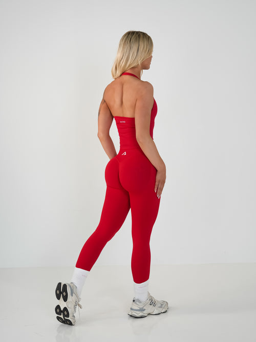 Amplify Halter Tank - Chilli Red