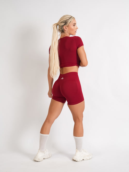 Amplify High Waist Shorts - Cherry Red