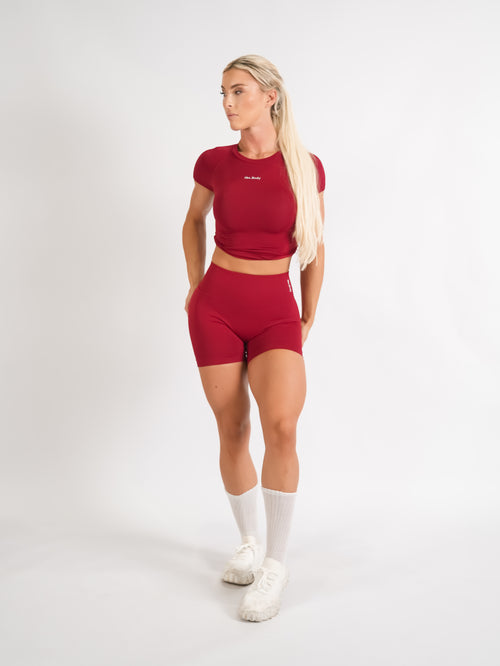 Amplify High Waist Shorts - Cherry Red