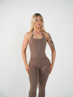 Amplify Halter Tank - Cocoa