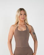 Amplify Halter Tank - Cocoa