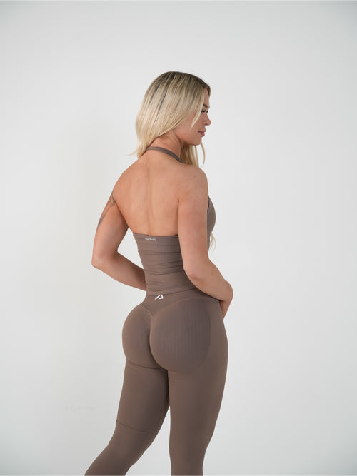 Amplify Halter Tank - Cocoa