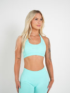 Amplify Seamless Halter Bra - Aqua Blue