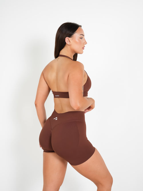 Amplify Seamless Halter Bra - Espresso