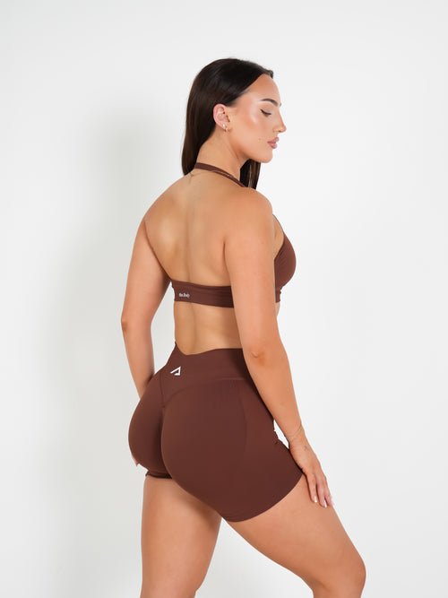 Amplify Seamless Halter Bra - Espresso