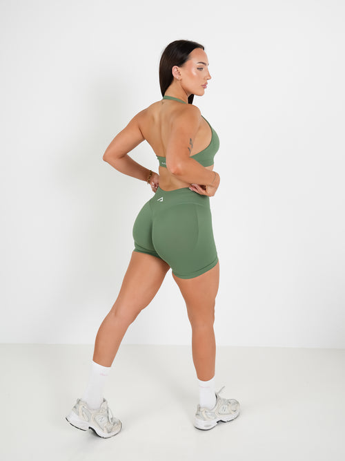 Amplify Seamless Halter Bra - Pistachio