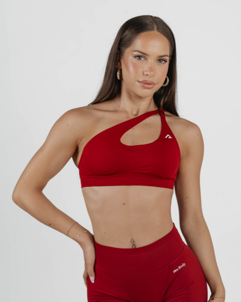 Amplify Asymmetric Bra - Cherry Red