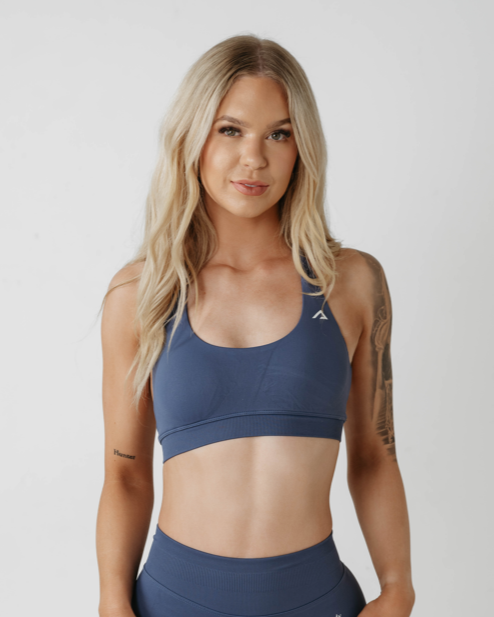 Amplify Seamless Halter Bra - Navy Blue