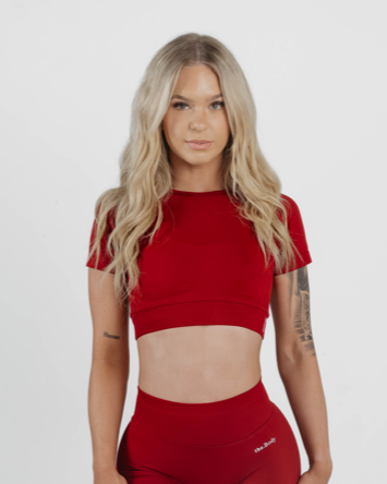 Amplify Baby Crop Tee - Cherry Red