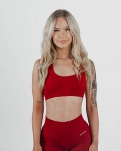 Amplify Seamless Halter Bra - Cherry Red