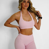 Amplify Halter Bra - Baby Pink