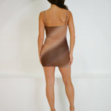 Vacay Mode Mini Dress - Dark/Light Brown