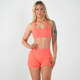 Amplify Halter Bra - Coral