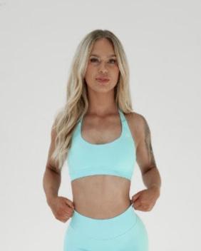 Amplify Seamless Halter Bra - Sky Blue