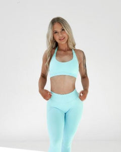 Amplify Seamless Halter Bra - Sky Blue