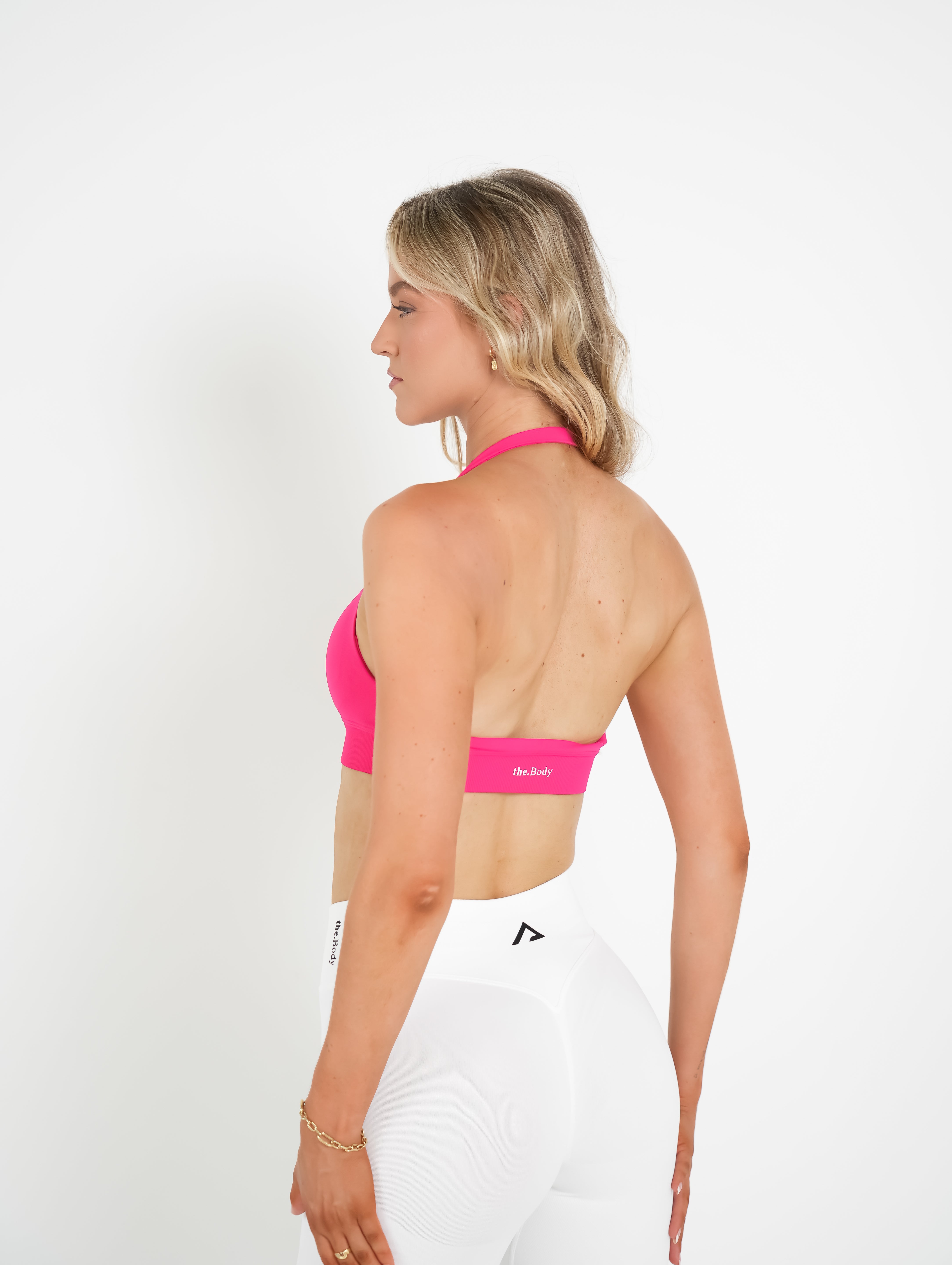 Amplify Halter Bra - Rose Pink
