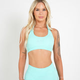 Amplify Halter Bra - Aqua Blue